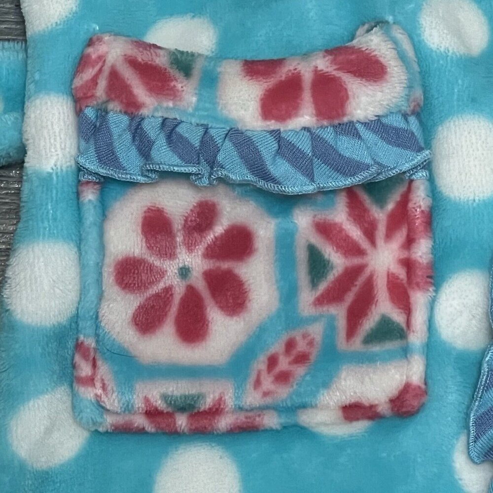 Matilda Jane Robe Girls Size XS Plush Belted Hooded Polka Dot Floral Pockets 4 5 - Picture 5 of 12